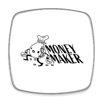 Money Maker Sac d’argent sortant - Magnet carré - blanc - Devant