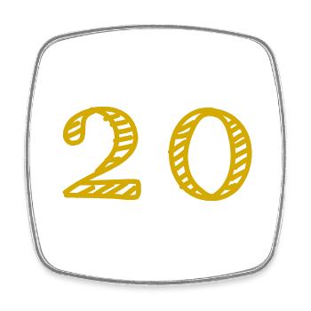20 ANS. 20e ANNIVERSAIRE. ANNIVERSAIRE 20 ANS. 20 - Magnet carré - blanc - Devant