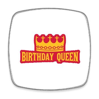Saying Birthday Queen Logo - Square fridge magnet - white - Front