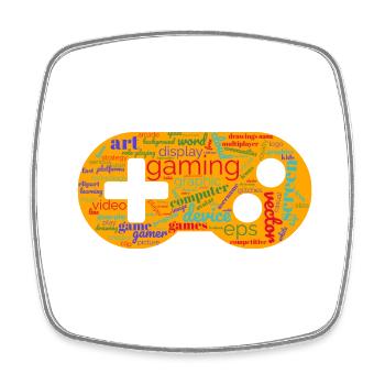 wordcloud gaming orange 2 - Viereckiger Kühlschrankmagnet - Weiß - Vorne