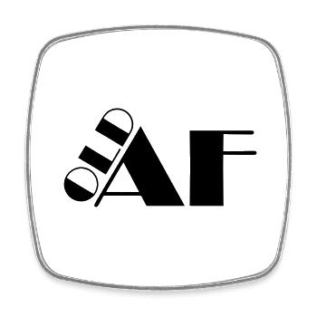 old AF Text Logo - Viereckiger Kühlschrankmagnet - Weiß - Vorne
