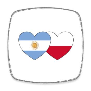 Argentine Pologne Drapeau Cœur - Magnet carré - blanc - Devant