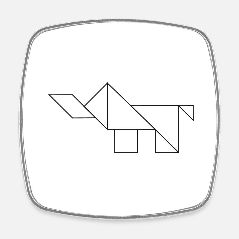 Elephant Tangram – Line Art - Square fridge magnet - white