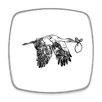 Fliegender Storch Nachwuchs Lieferung - Viereckiger Kühlschrankmagnet - Weiß - Vorne