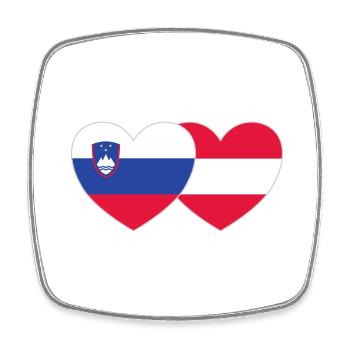 Slovenia Austria Flag Heart - Square fridge magnet - white - Front