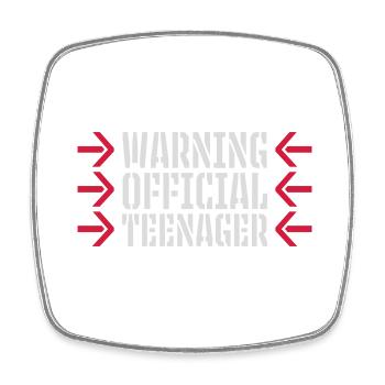 avertissement citation officielle d’adolescent - Magnet carré - blanc - Devant