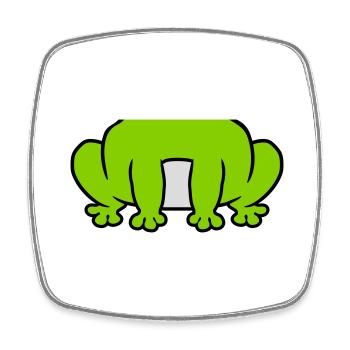 Costume small sitting frog - Square fridge magnet - white - Front