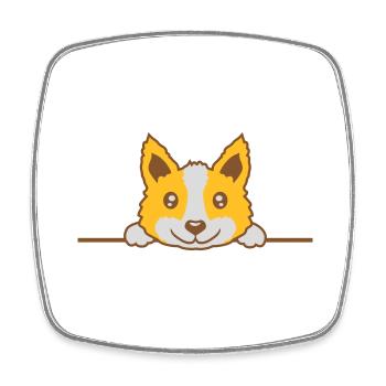 Dog looking behind the wall - Square fridge magnet - white - Front
