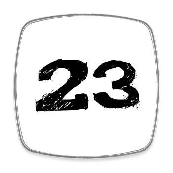 23 Maillot numéro - Magnet carré - blanc - Devant