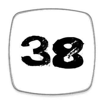 38 Number jersey - Square fridge magnet - white - Front