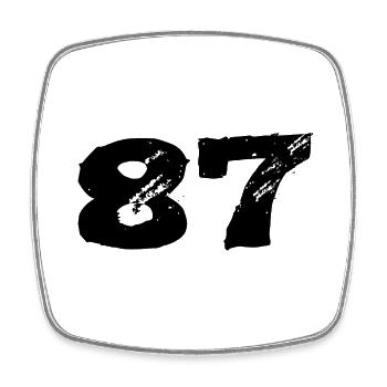 87 Number jersey - Square fridge magnet - white - Front