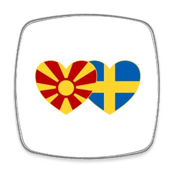 Macedonia Sweden Flag Heart - Square fridge magnet - white - Front