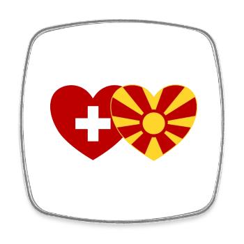 Schweiz Mazedonien Flagge Herz - Viereckiger Kühlschrankmagnet - Weiß - Vorne