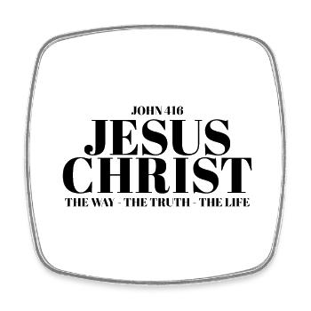 Jesus Christus Bibel Christian Christliches Kreuz - Viereckiger Kühlschrankmagnet - Weiß - Vorne