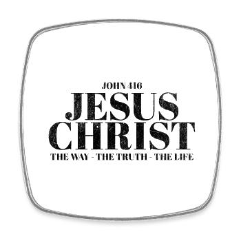 Jesus Christus Bibel Christian Christliches Kreuz - Viereckiger Kühlschrankmagnet - Weiß - Vorne