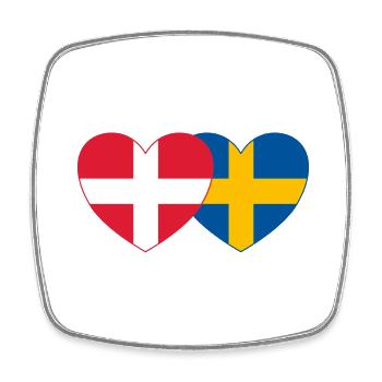 Dänemark Schweden Flagge Herz - Viereckiger Kühlschrankmagnet - Weiß - Vorne