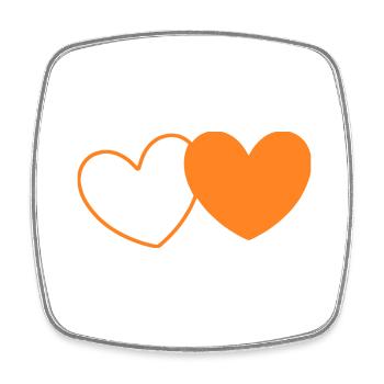 Valentine's Day Heart Orange - Square fridge magnet - white - Front