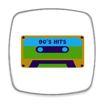 Cassette Musique Enregistrement Bande Salade - Magnet carré - blanc - Devant
