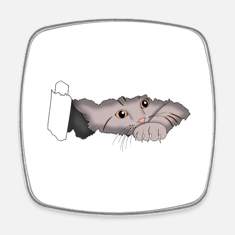 Cat - Square fridge magnet - white