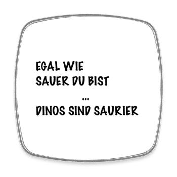 Dinosaurier - Viereckiger Kühlschrankmagnet - Weiß - Vorne