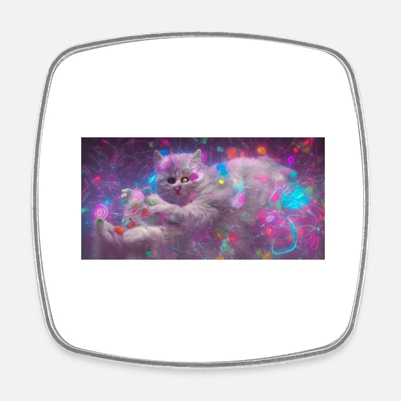 Chat de l’espace - Magnet carré - blanc