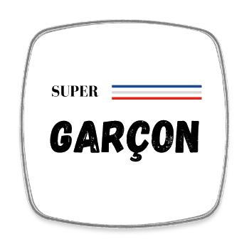 super garçon - t-shirt assorti - Magnet carré - blanc - Devant