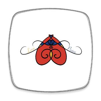 Love and peace - Square fridge magnet - white - Front