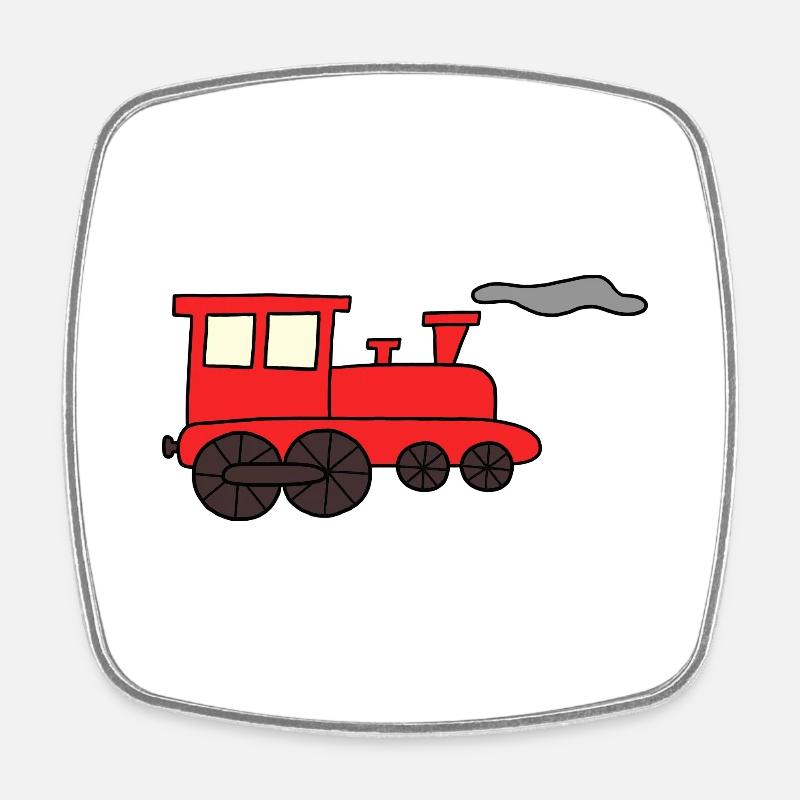 A red locomotive - Square fridge magnet - white