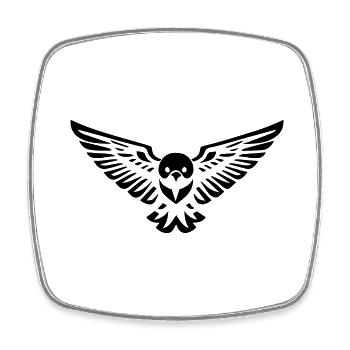Vogel-Eule oder Adler fliegen vorne - Viereckiger Kühlschrankmagnet - Weiß - Vorne