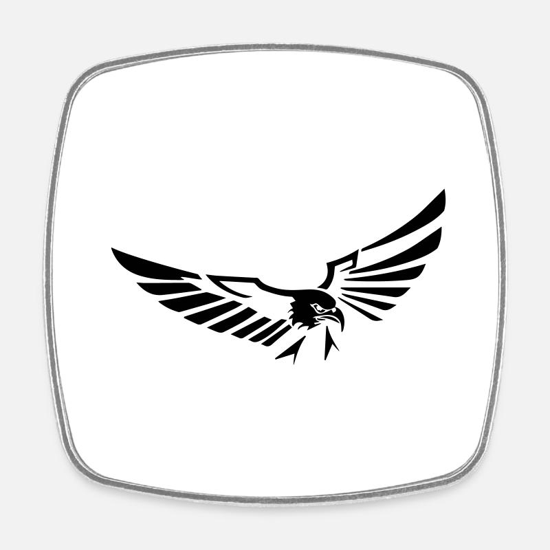 aigle volant ouvrant ses ailes - 20 - Magnet carré - blanc