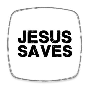 Jesus saves - Square fridge magnet - white - Front