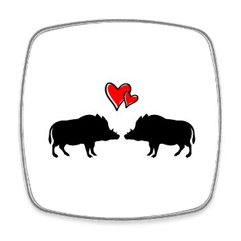 Wild boars in love - Square fridge magnet - white - Front