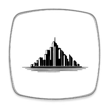 City Illustration Gift Idea - Square fridge magnet - white - Front