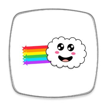 Wolke mit Regenbogen im Schlepptau - Viereckiger Kühlschrankmagnet - Weiß - Vorne