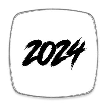 2024 - Viereckiger Kühlschrankmagnet - Weiß - Vorne