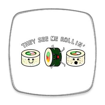 They see me rollin' Sushi - Viereckiger Kühlschrankmagnet - Weiß - Vorne
