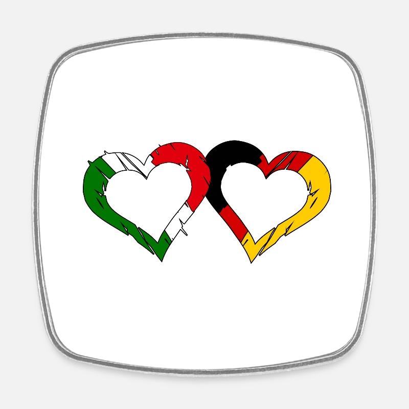 Italians and Germans hearts - Square fridge magnet - white
