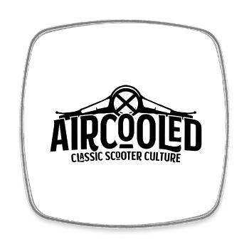 Aircooled Zwei Takt Blech Roller Scooter Wespe - Viereckiger Kühlschrankmagnet - Weiß - Vorne