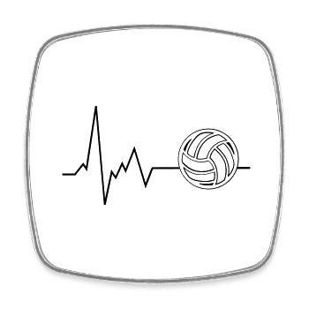 Herzschlag Volleyball EKG - Viereckiger Kühlschrankmagnet - Weiß - Vorne