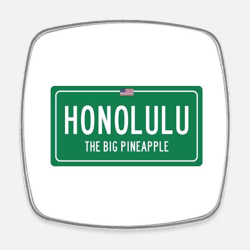 Honolulu place sign - Square fridge magnet - white