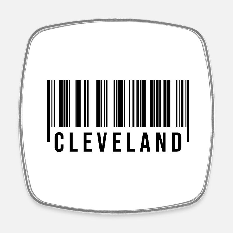 Cleveland Barcode - Square fridge magnet - white