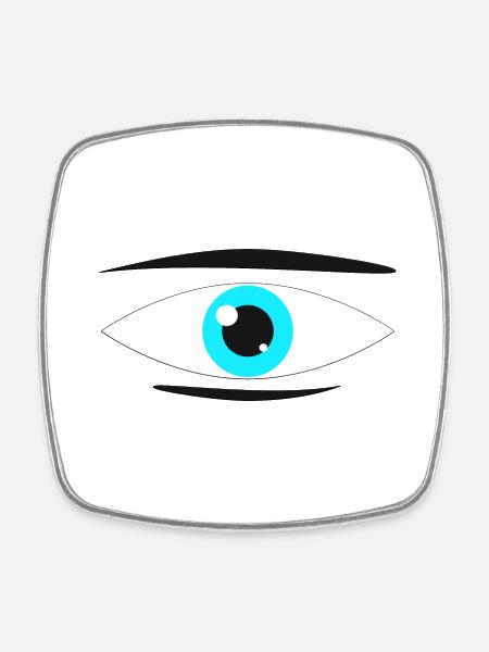 Turquoise Manga Eye - Square fridge magnet - white