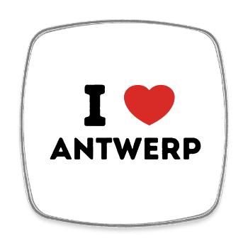 I Love with Heart Antwerp - Square fridge magnet - white - Front