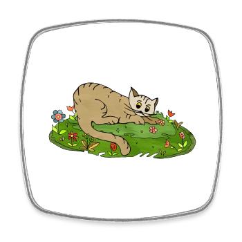Cat - Square fridge magnet - white - Front