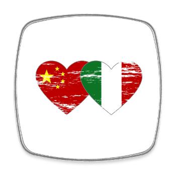 China Italy Flag Heart Used - Square fridge magnet - white - Front