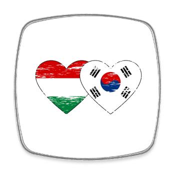 Hongrie Corée du Sud Drapeau Coeur Utilisé - Magnet carré - blanc - Devant