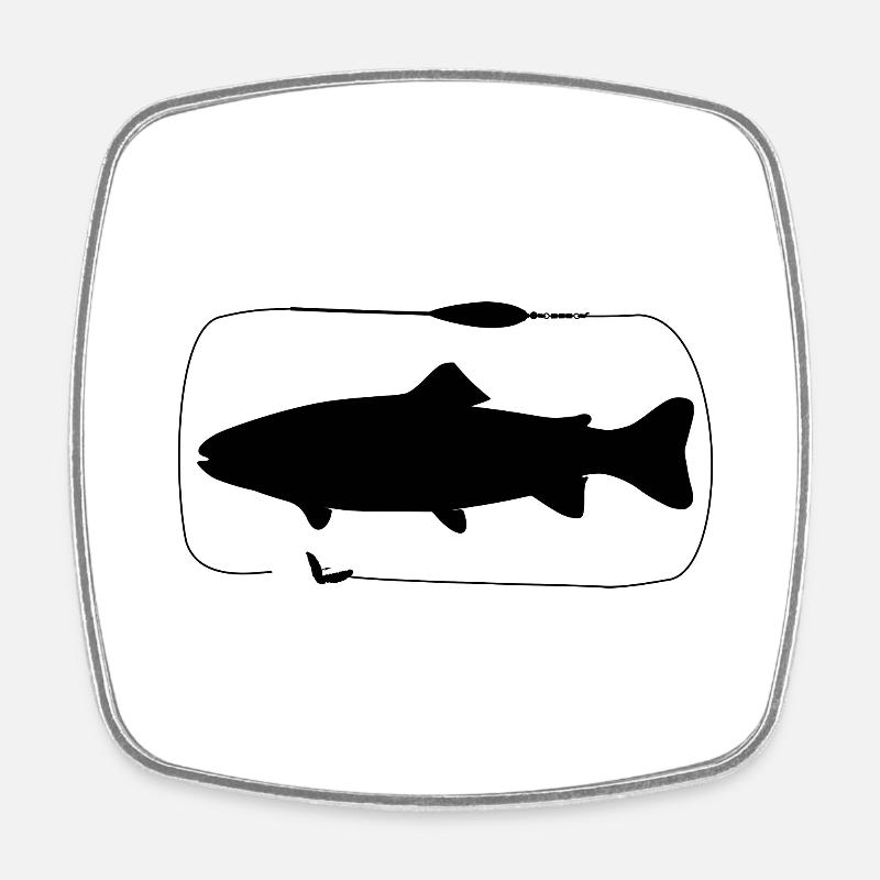 Trout Sbirolino assembly with bee maggot - Square fridge magnet - white