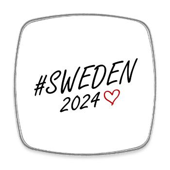 Schweden 2024 Herz Reise - Viereckiger Kühlschrankmagnet - Weiß - Vorne