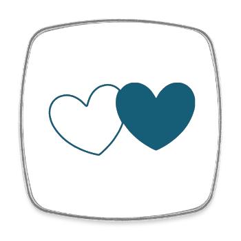 blaues Herz 2 Herzen Valentinstag - Viereckiger Kühlschrankmagnet - Weiß - Vorne