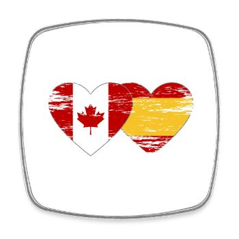 Coeur de drapeau Canada Espagne utilisé - Magnet carré - blanc - Devant